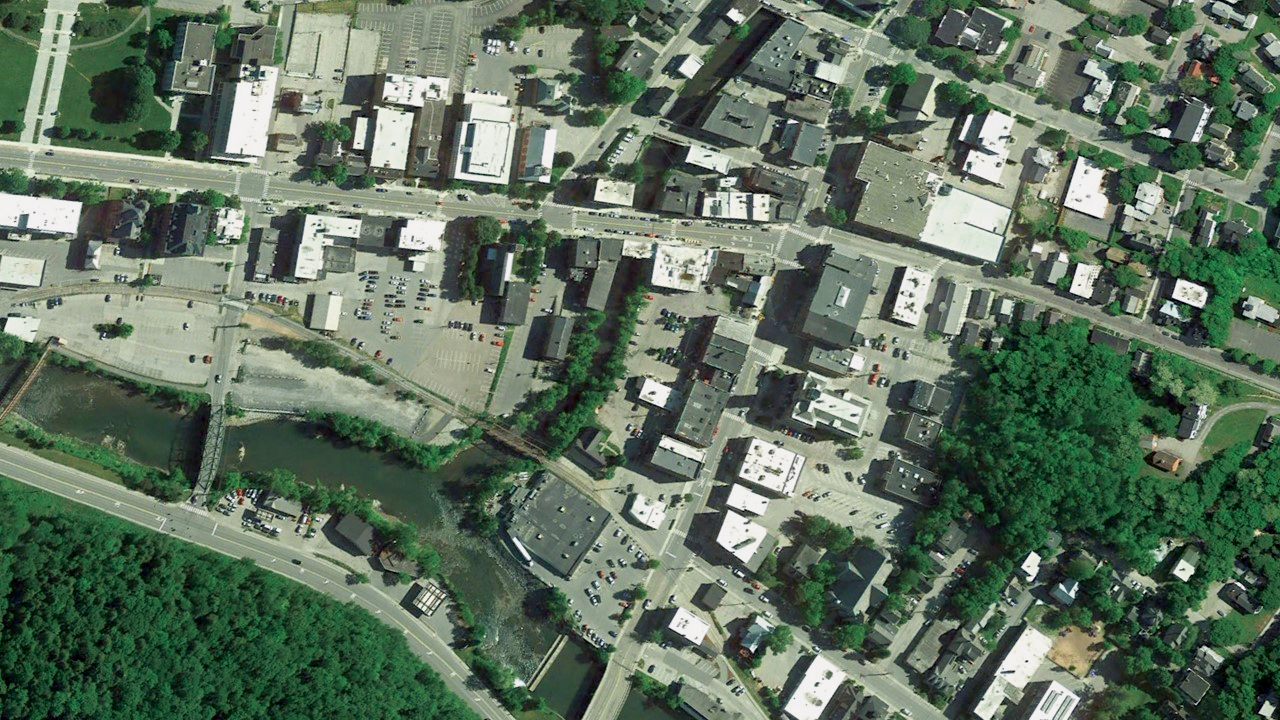 The impervious landscape around the North Branch and the Winooski River in downtown Montpelier