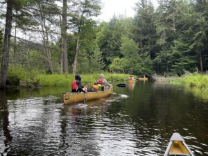 canoe on a northern river in summer