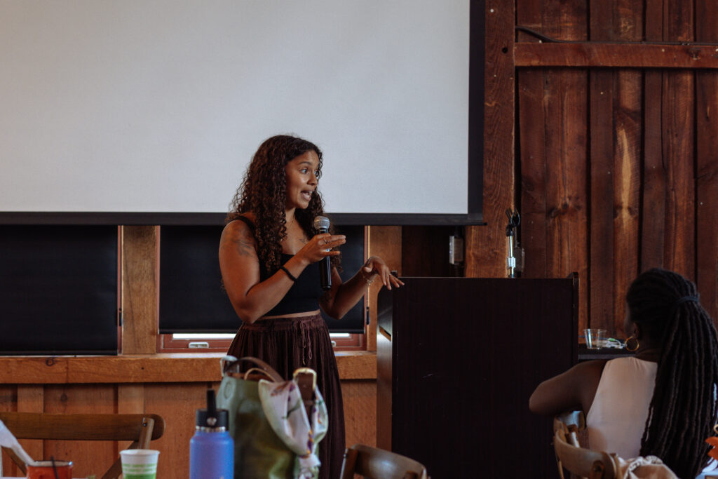 Brooke Bridges giving a presentation